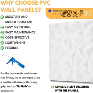 3D Wall Panels (50x50 cm) PVC Cladding Panel with Diamond Design by NOVECRAFTO