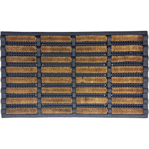 Rubber and Coir Scraper Door Mat - Brown and Black by Nicoman