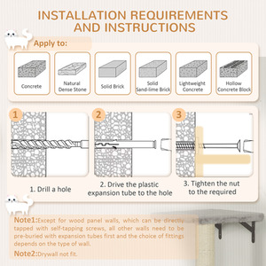 PawHut 6-Piece Cat Wall Shelves - Grey by PawHut