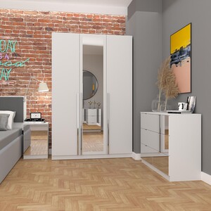 Echo 3 Door Mirrored Wardrobe - White