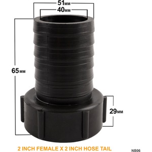 IBC S60x6 (2 inch) Female to (2 inch) Hose Tail - Black / 0.09kg by DNA PACKAGING LTD