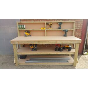 Mdf Top Workbench With Back Panel And Double Shelf by Arbor Garden Solutions