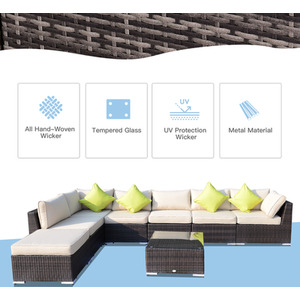 Outsunny 8 Piece Rattan Sofa Garden Furniture Set - Brown by Outsunny