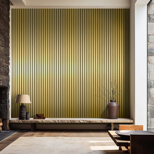 4x Wood Acoustic Slatted Wall Panels - Gold Metallic by Aluxo