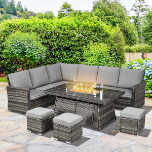 Outsunny 7 Pieces PE Rattan Garden Furniture Set - Grey by Outsunny