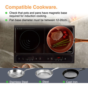 Double Induction Hob with LED Display - Black by VonShef