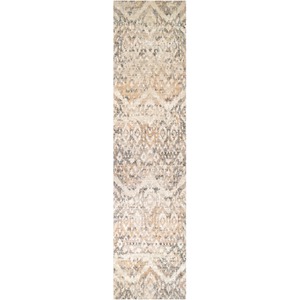Natural Beige Gold Distressed Diamond Geometric Living Area Rug by The Rug House
