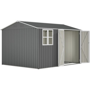 BIRCHTREE Garden Shed with Window - Grey / 10x8ft by BIRCHTREE