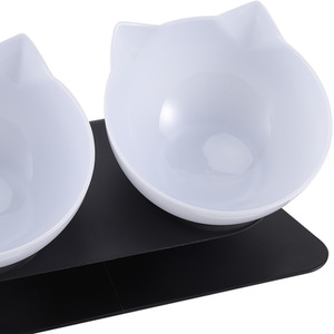 Double Bowl Slanted Cat Feeder by Livingandhome