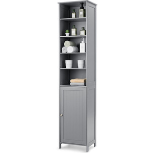 Bathroom Tall Cabinet Slim Freestanding Storage Organizer - Grey by Costway
