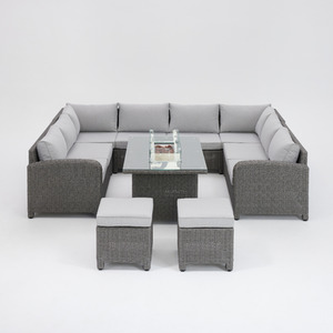 Segrada U-Shaped Garden Furniture - Dark Grey / 8 / Fire Pit Table by GRS