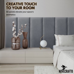 Velvet Wall Panels 4 Pack with Adhesive - Anti-Collision Wall Mounted Headboards - Dark Grey by NOVECRAFTO