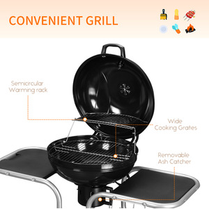 Outsunny Deluxe Charcoal Trolley BBQ - Black by Outsunny