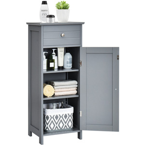 Bathroom Storage Cabinet Floor Cabinet - Grey by Costway