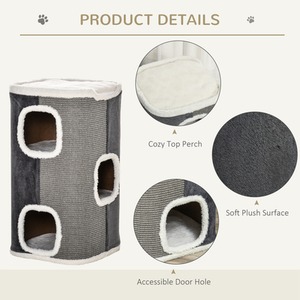 PawHut Cat Barrel Sisal Scratching Tree Tower D30 423V70GY - Grey by PawHut