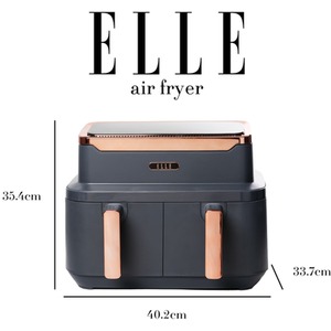 ELLE 9L Dual Air Fryer - Grey & Rose Gold / Double Air Fryer by GRS