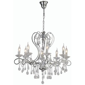 Vela Ceiling Pendant Chandelier 8 Light Polished Chrome, Crystal - Polished Chrome