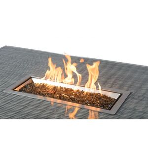 Arizona Fire Pit Square Rattan Patio Dining Set - Brown / 6 by Giardino