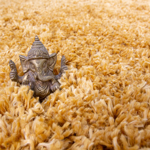 Super Soft Yellow Ochre Shaggy Living Area Rug by The Rug House