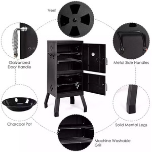 Vertical Charcoal Smoker BBQ - Black by Wyld and Coco