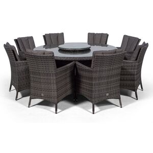 Savannah Round Rattan Patio Dining Set - Grey / 8 by Giardino