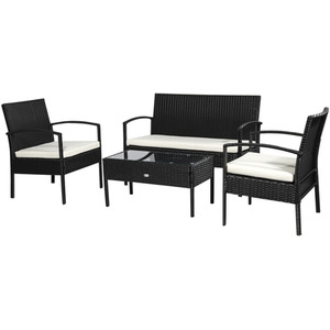 Outsunny 4PC Rattan Sofa Bistro Set - Black by Outsunny