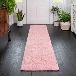 Soft Value Baby Pink Shaggy Area Rug - Baby Pink / 230 x 60cm by The Rug House