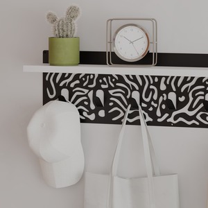 Novo Modern Hanger 7 Hooks with Shelf - White by Decortie