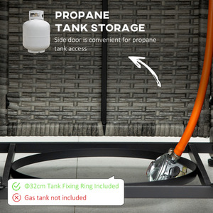 Outsunny 40,000 BTU Rattan Gas Fire Pit Table - Grey by Outsunny