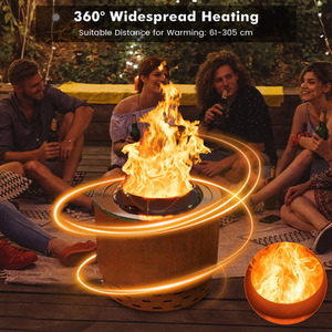 Burning Firepit Smokeless Fire Pit - Brown by Costway