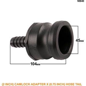Camlock Adapter (2 inch) x (0.75 inch) Hose Tail - Black by DNA PACKAGING LTD