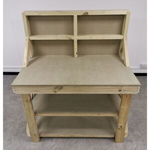 Unimdf Top Workbench With Back Panel And Double Shelf by Arbor Garden Solutions