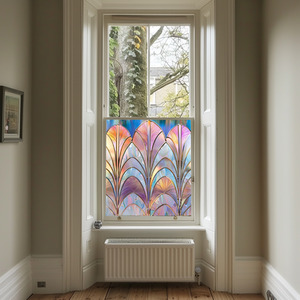 Vazzola Art Deco Stained Glass Privacy Window Film by Creative Printing