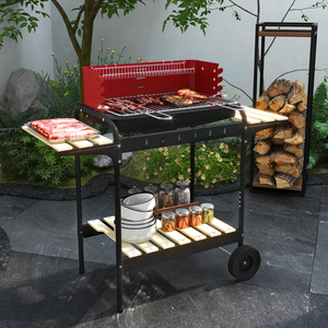 Outsunny 5-Level Grill Height Charcoal Barbecue Grill - Red by Outsunny