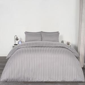 Satin Stripe Duvet Set - Silver / Single by OHS