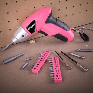 Electric Screwdriver Cordless 23 Drill Bit Set Pink - Pink