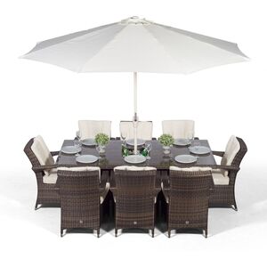 Arizona Square Rattan Patio Dining Set with Ice Bucket Drinks Cooler - Brown / 8 by Giardino