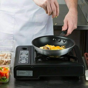 Portable Camping Gas Stove Single Hob - Black by Garden Mile