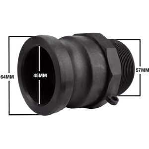 (2 inch) BSP Male Adapter to (2 inch) Camlock Adaptor - Black by DNA PACKAGING LTD