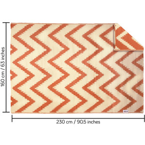 Patterned Outdoor Reversible Garden Rug - Mango Orange & Whisper White by Relsy