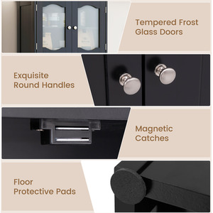 148cm Tall Bathroom Cabinet - Black by Costway