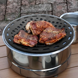 Garden Round Thick Cast Iron Grill Grate - Black by Livingandhome