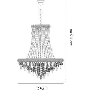 Alexandra Ceiling Pendant Chandelier 13 Light Polished Chrome, Crystal - Polished Chrome