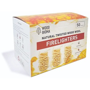 50pcs Wood Wool Firelighters - Brown
