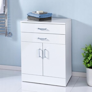 Trento Freestanding White Gloss Bathroom Cabinet - White by Showerdrape