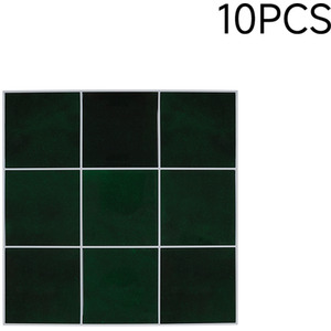 Livingandhome 10-Piece Grid Design Stick-On Wall Tiles - Deep Green by Livingandhome