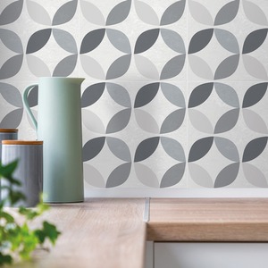 Geometric Grey Self Adhesive Wall Tiles - Grey by d-c-fix