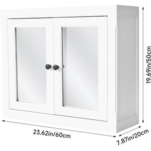 Lifeideas Wall-Mounted Bathroom Mirror Cabinet - White by lifeideas