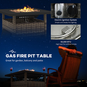 Outsunny 50,000 BTU Output Rattan Fire Pits for Garden by Outsunny
