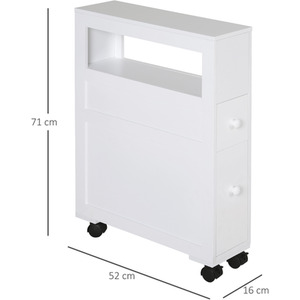 HOMCOM 71x16cm Narrow Bathroom Storage Unit - White by HOMCOM
